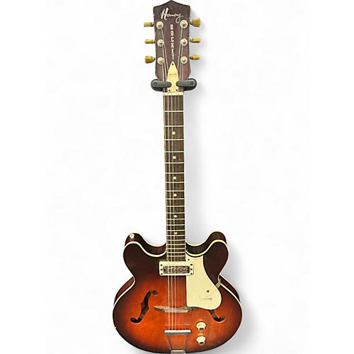 Vintage 1969 Harmony Rocket H53 Red Burst Hollow Body Electric Guitar Red Burst