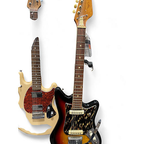 Vintage 1970s Barclay Guitar 3 Tone Sunburst Solid Body Electric Guitar 3 Tone Sunburst