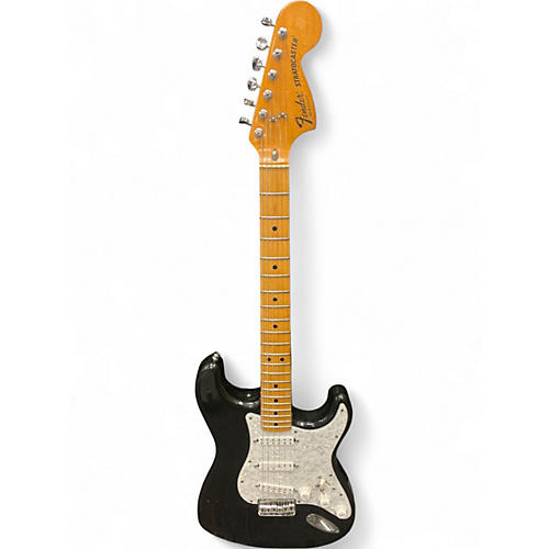 Vintage 1970s Fender MODIFIED Stratocaster Black Solid Body Electric Guitar Black