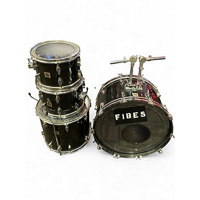 Vintage 1970s Fibes 4 Piece 	 Crystalite Black Drum Kit