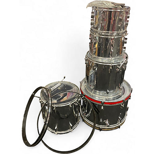 Vintage 1970s Fibes 5 Piece CHROME OVER FIBERGLASS Chrome Drum Kit Chrome