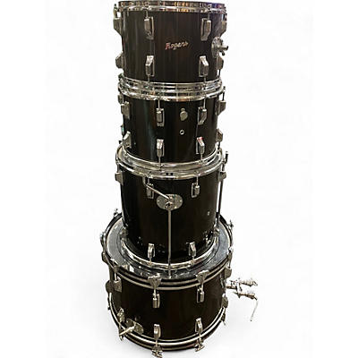Vintage 1970s Fullerton 4 Piece ROGERS 4 PIECE DRUM KIT Black Drum Kit