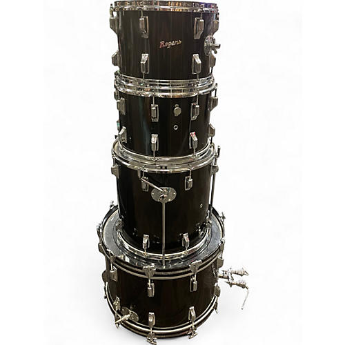 Vintage 1970s Fullerton 4 Piece ROGERS 4 PIECE DRUM KIT Black Drum Kit Black