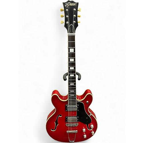 Vintage 1970s Greco hollow body Crimson Red Trans Hollow Body Electric Guitar Crimson Red Trans