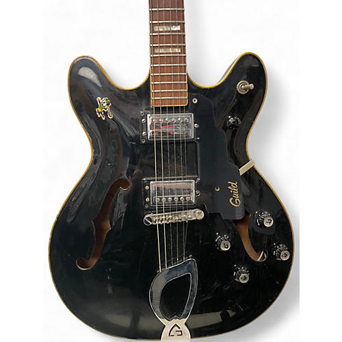 Vintage 1970s Guild SF IV Black Hollow Body Electric Guitar Black