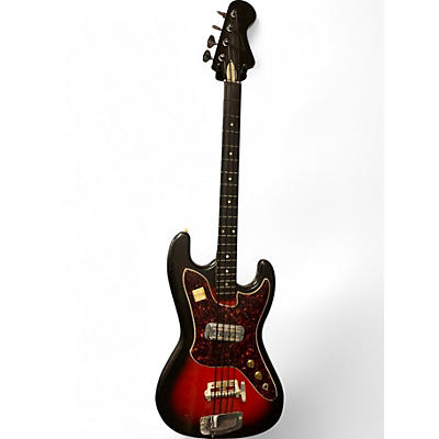 Vintage 1970s Harmony H25 red burst Electric Bass Guitar