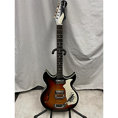 Harmony Vintage 1970s Harmony H82 Sunburst Hollow Body Electric Guitar