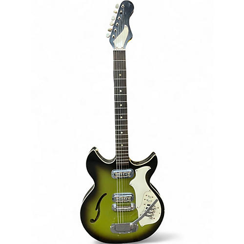 Vintage 1970s Harmony Rebel Emerald Green Hollow Body Electric Guitar Emerald Green