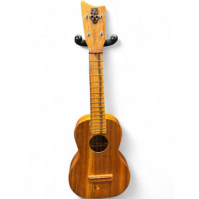 Vintage 1970s Kamaka HF2 Tiki Concert Gold Label Natural Ukulele