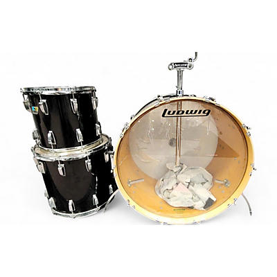 Vintage 1970s Ludwig 3 Piece 3 PC KIT Black Drum Kit