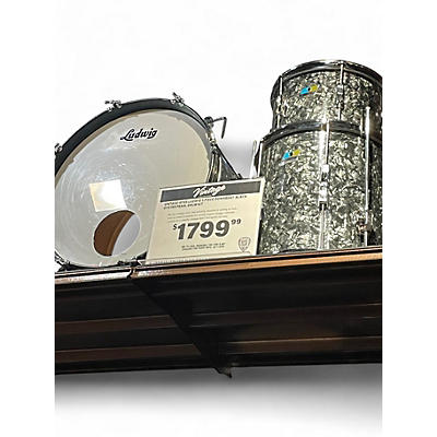 Vintage 1970s Ludwig 3 Piece Downbeat  black oyster pearl Drum Kit