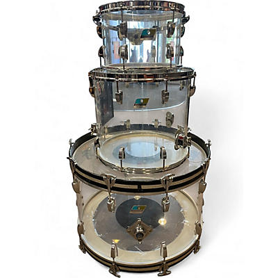 Vintage 1970s Ludwig 3 Piece Vistalite Clear Drum Kit