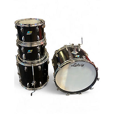 Vintage 1970s Ludwig 4 Piece 3-Ply Maple Black Drum Kit