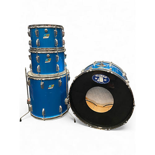 Vintage 1970s Ludwig 4 Piece Big Beat Blue Silk Drum Kit Blue Silk