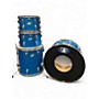 Vintage 1970s Ludwig 4 Piece Big Beat Blue Silk Drum Kit Blue Silk