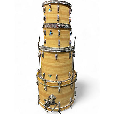 Vintage 1970s Ludwig 4 Piece Butcher Block Natural Drum Kit