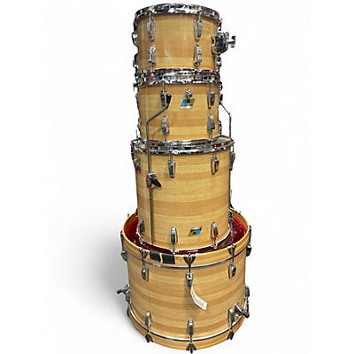 Vintage 1970s Ludwig 4 Piece Butcher Block Natural Drum Kit