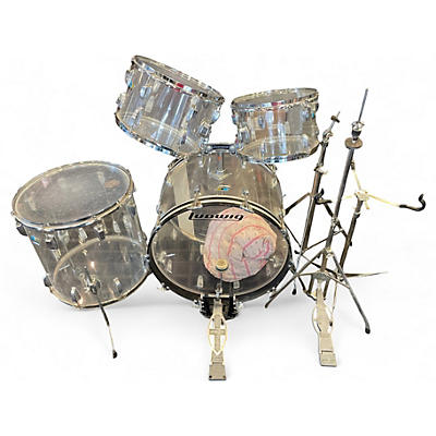 Vintage 1970s Ludwig 4 Piece Vistalite Clear Drum Kit