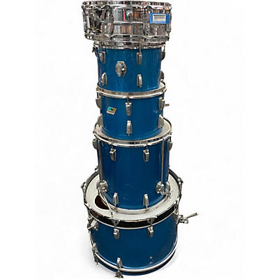Vintage 1970s Ludwig 5 Piece 60s big beat Blue Drum Kit