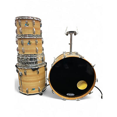 Vintage 1970s Ludwig 5 Piece Big Beat Butcher Block Wrap Drum Kit
