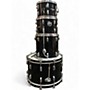 Vintage 1970s Pearl 4 Piece Wood-Fiberglass Black Drum Kit Black