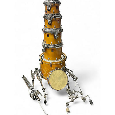 Vintage 1970s Premier 6 Piece 6 Piece Amber Drum Kit