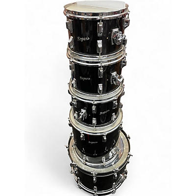 Vintage 1970s Rogers 5 Piece Classic Black Drum Kit