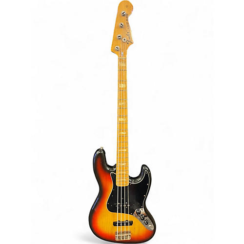 Vintage 1975 Fender Jazz Bass 3 Color Sunburst Electric Bass Guitar 3 Color Sunburst