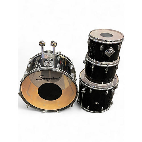 Vintage 1977 Slingerland 4 Piece Rock Outfit Black Drum Kit Black