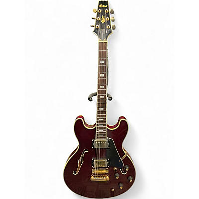 Vintage 1980s Aria TA-60 Burgundy Hollow Body Electric Guitar