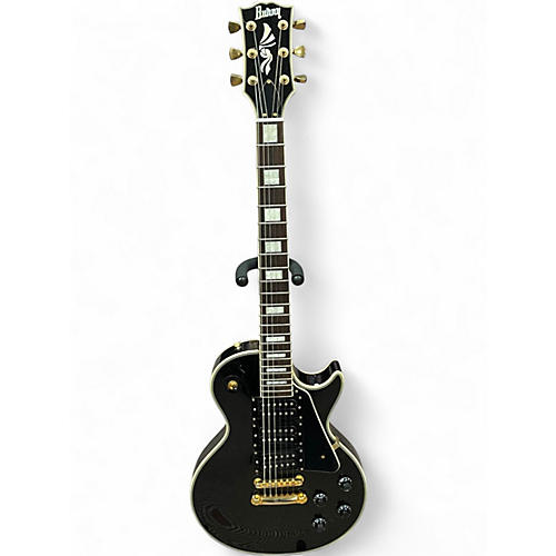 Vintage 1980s Burny Black Beauty Black Solid Body Electric Guitar Black