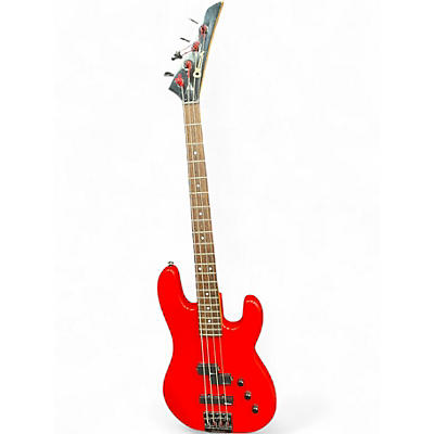 Vintage 1980s Charvel 2B Red Electric Bass Guitar