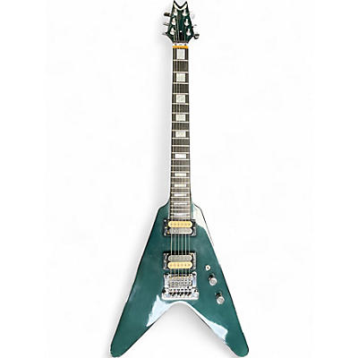 Vintage 1980s Dean V Standard Green Solid Body Electric Guitar