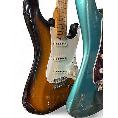 Vintage 1980s Fender 1957 Reissue Stratocaster 2 Tone Sunburst Solid Body Electric Guitar