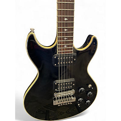 Vintage 1980s Fender Flame Elite Black Solid Body Electric Guitar