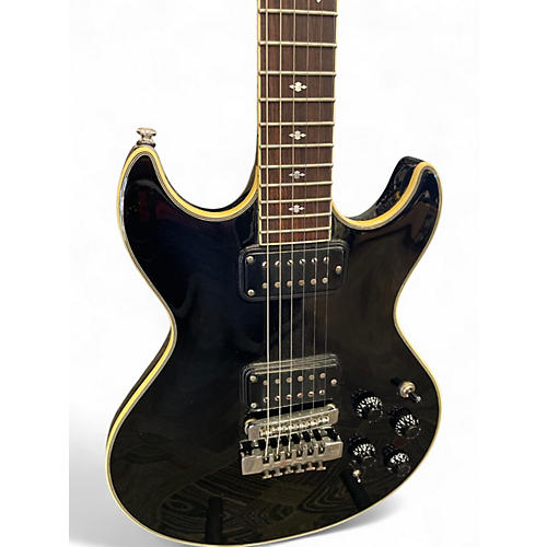 Vintage 1980s Fender Flame Elite Black Solid Body Electric Guitar Black