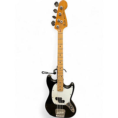 Vintage 1980s Fender Mustang Bass Black and Gold Electric Bass Guitar