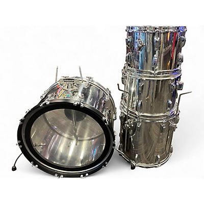 Vintage 1980s Ludwig 4 Piece Classic Chrome Stainless Drum Kit