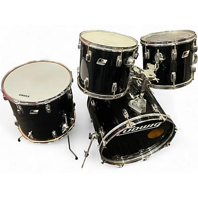 Vintage 1980s Ludwig 4 Piece ROCKER Black Drum Kit