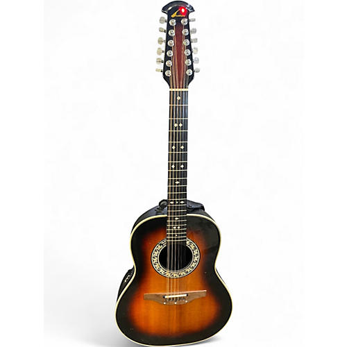 Vintage 1980s Ovation CUSTOM BALADEER 2 Color Sunburst 12 String Acoustic Electric Guitar 2 Color Sunburst