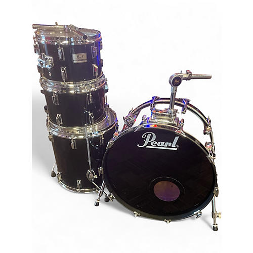 Vintage 1980s Pearl 4 Piece Professional Mx Series Black Drum Kit Black