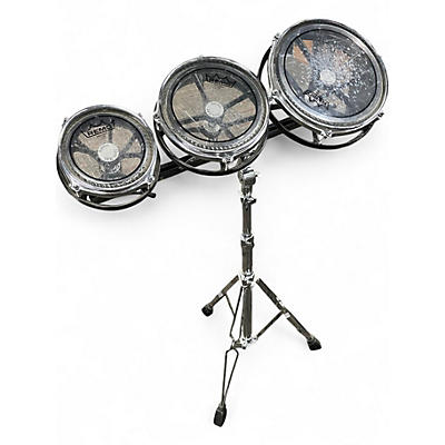 Vintage 1980s Remo 3 Piece Roto tom Black Drum