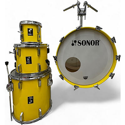 Vintage 1980s SONOR 4 Piece LITE LEMON YELLOW Drum Kit
