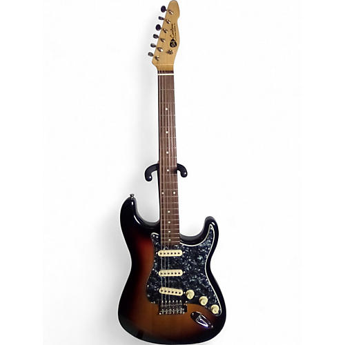 Vintage 1980s S&T Custom Double Cut 3 Color Sunburst Solid Body Electric Guitar 3 Color Sunburst