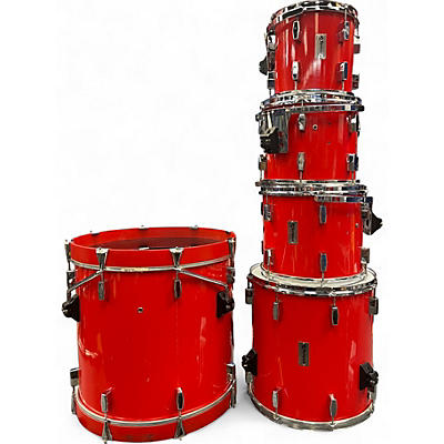Vintage 1980s Tempus 5 Piece 5 Piece Carbon Fiber Kit Candy Apple Red Drum Kit