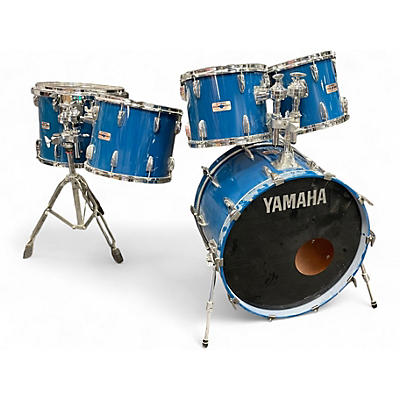 Vintage 1980s Yamaha 5 Piece 8000 Series Blue Drum Kit