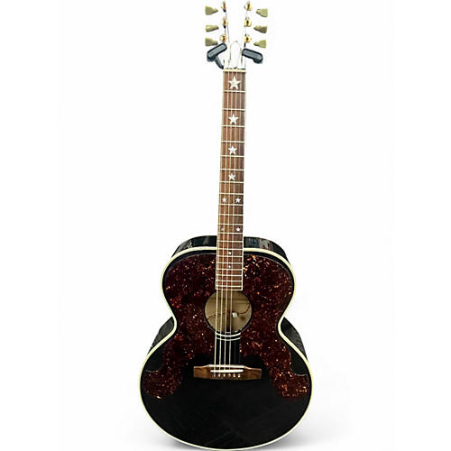 Vintage 1989 Gibson J-180 Black Acoustic Electric Guitar Black