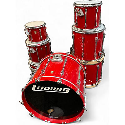 Vintage 1990s Ludwig 6 Piece Super Classic Crimson Red Drum Kit