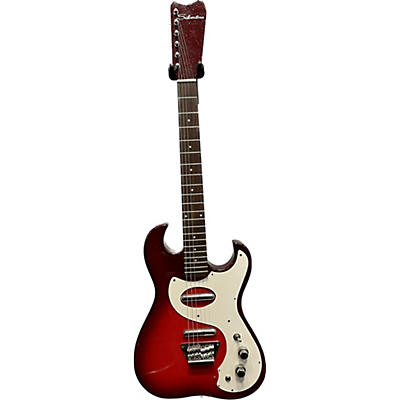 Silvertone Vintage 1990s Silvertone 1457 Reissue Red Sparkle Solid Body Electric Guitar