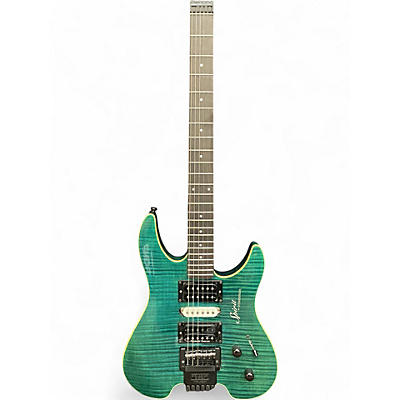 Vintage 1990s Spirit GU7R GREEN FLAME MAPLE Solid Body Electric Guitar